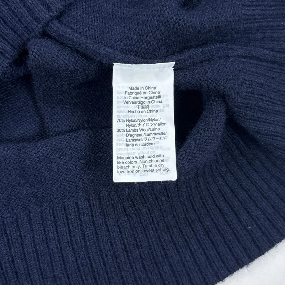 J Crew Mens Sweater XL Navy Blue Lambswool Blend Minimalist Preppy Soft Classic
